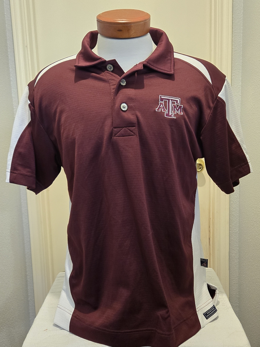 Texas A&M Maroon Polo with White Side Panels, M